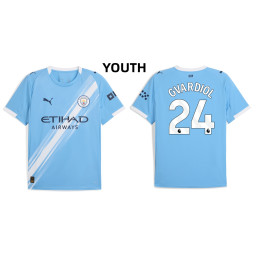 Youth 2025-2026 Manchester City 24. Josko Gvardiol Authentic Blue Home Jersey