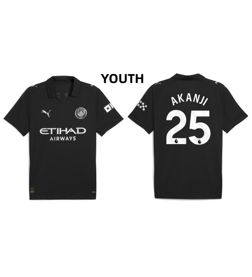 Youth 2025-2026 Manchester City 25. Manuel Akanji Replica Black Away Jersey