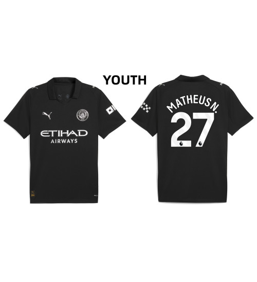 Youth 2025-2026 Manchester City 27. Matheus Nunes Authentic Black Away Jersey