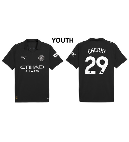 Youth 2025-2026 Manchester City 29. Rayan Cherki Authentic Black Away Jersey