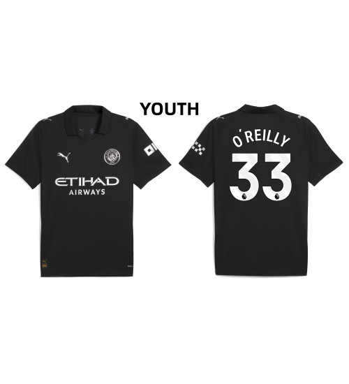 Youth 2025-2026 Manchester City 33. Nico O'Reilly Authentic Black Away Jersey