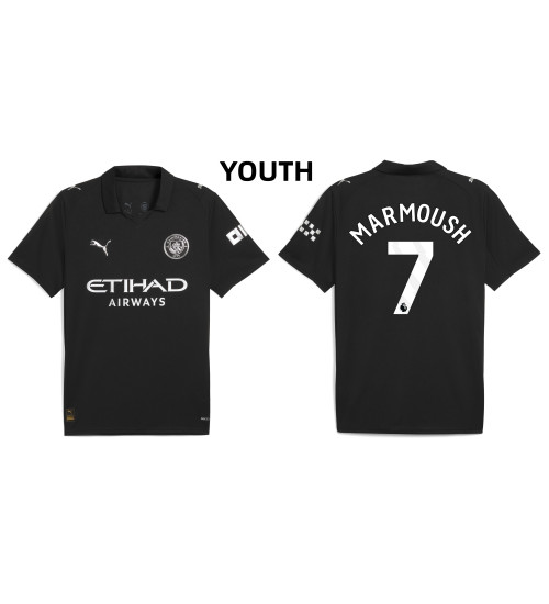 Youth 2025-2026 Manchester City 7. Omar Marmoush Authentic Black Away Jersey