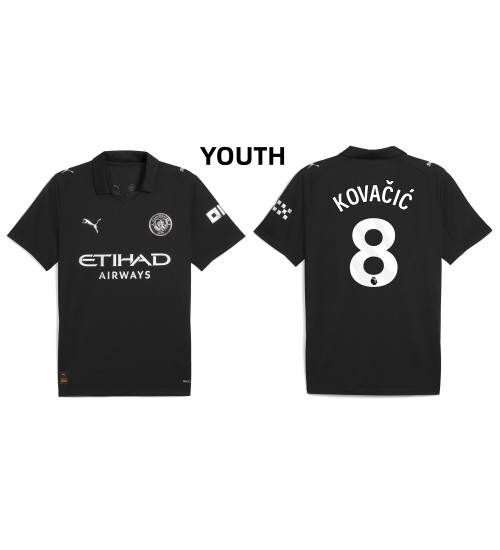 Youth 2025-2026 Manchester City 8. Mateo Kovacic Authentic Black Away Jersey