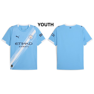 Youth Customize 2025-2026 Manchester City Replica Blue Home Jersey