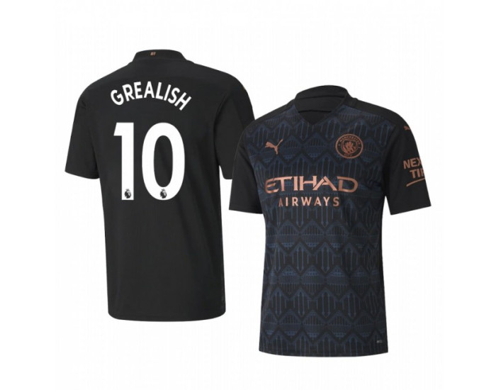KIDs 202021 Manchester City Jack Grealish Black Away Authentic Jersey